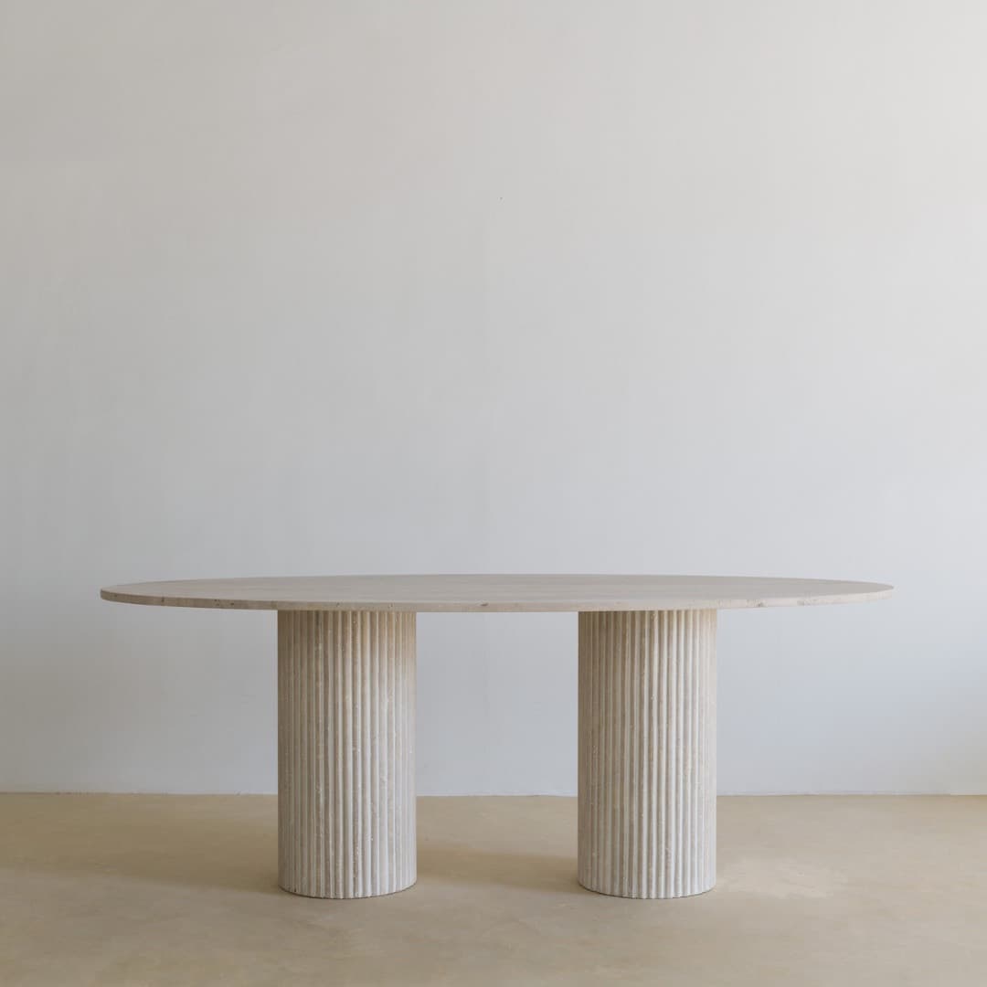 Bogota Ribbed Two-Leg Dining Table